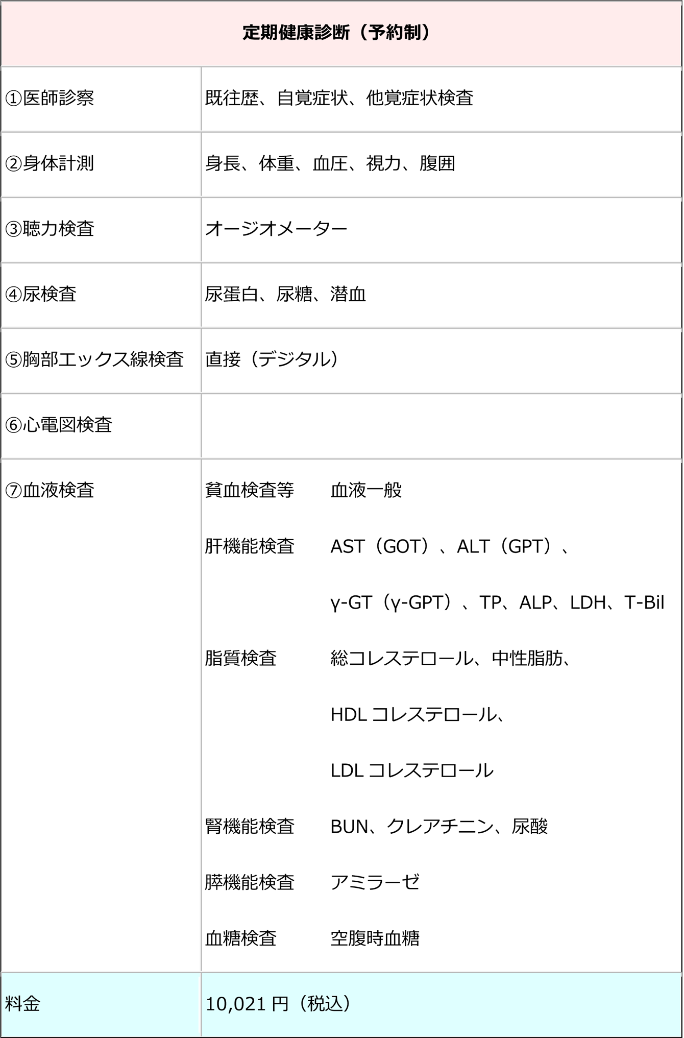 定期健康診断(予約制)